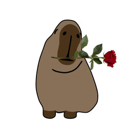 illustration of a rose flower from a capybara especially for you