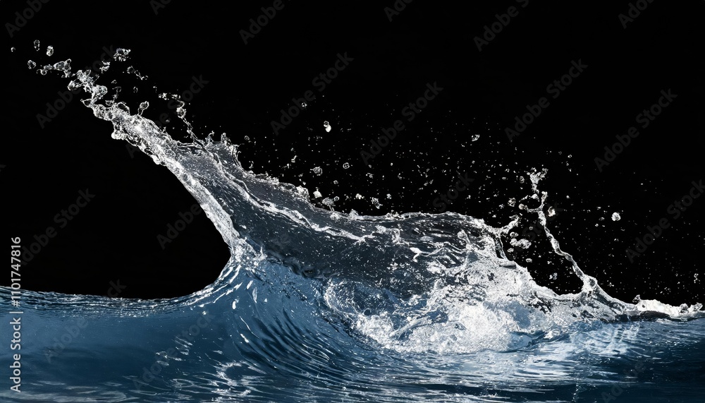 Poster high-resolution water splashes and drops isolated on transparent background - perfect abstract desig