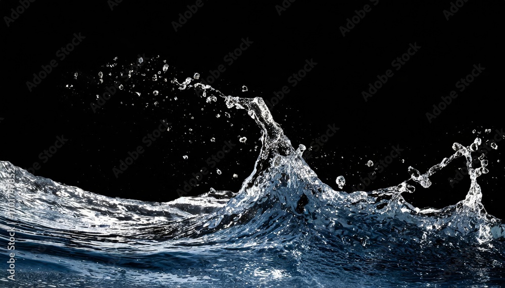 Poster high-resolution water splashes and drops isolated on a transparent background. perfect abstract back