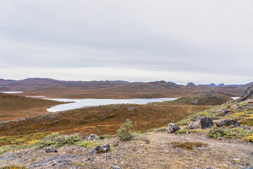 Hills and mountains on the Arctic Circle Trail which links Kangerlussuaq and Sisimiut, Greenland