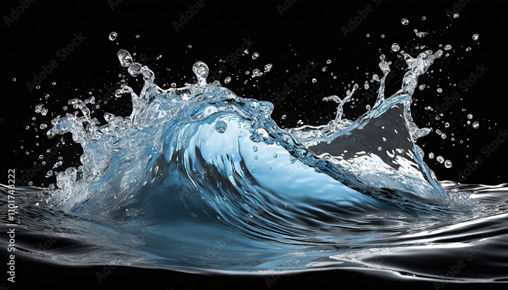 Poster high-quality water wave splash effect on transparent background - perfect isolated image for creativ
