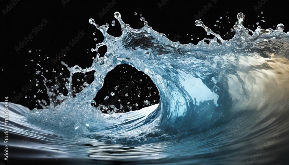 Poster high-resolution water wave splash on transparent background - isolated realistic effect, perfect for