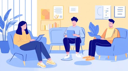 People Engaged in Collaborative Work in Modern Office Space