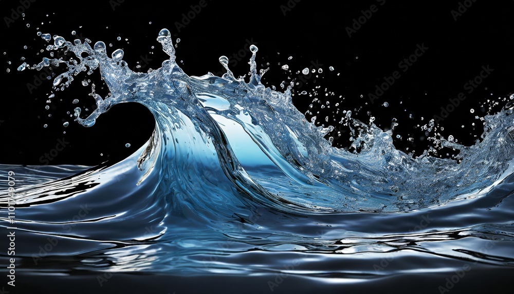 Poster stunning water wave splash isolated on transparent background - high-resolution visual with clear de
