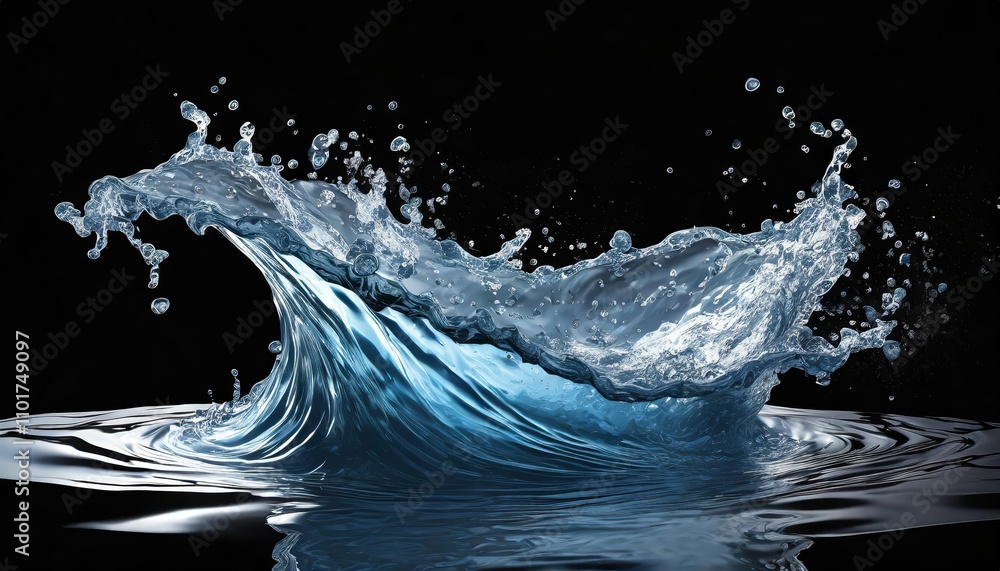 Poster dynamic water wave splash isolated on a transparent background showcasing clear, fluid motion perfec