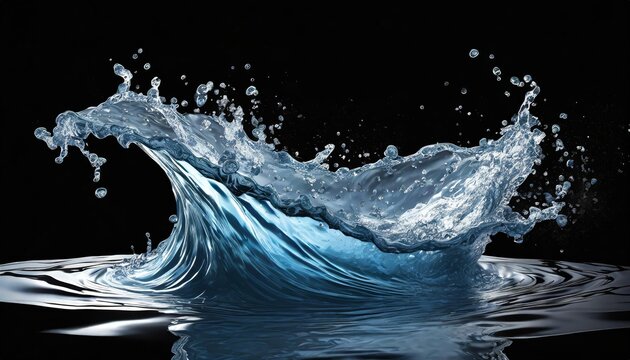 Dynamic water wave splash isolated on a transparent background showcasing clear, fluid motion perfect for creative designs, ads, or presentations in high-resolution detail.