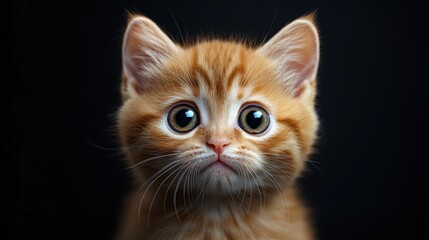 Obraz premium Adorable Ginger Kitten Portrait Big Eyes, Soft Fur, Cute Face