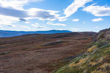 Hills and mountains on the Arctic Circle Trail which links Kangerlussuaq and Sisimiut, Greenland