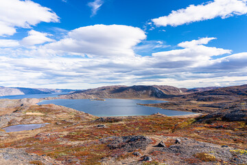 Hills and mountains on the Arctic Circle Trail which links Kangerlussuaq and Sisimiut, Greenland