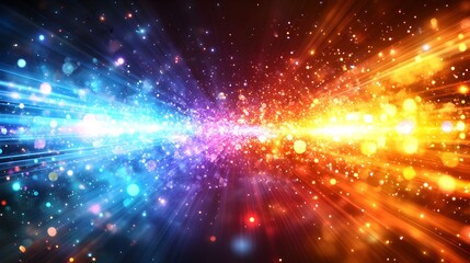 Naklejka premium Glossy Abstract Background with Futuristic Light Bursts and Copy Space for Science Fiction Day Promotions