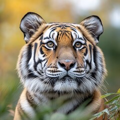 Fototapeta premium Close up view portrait of a Siberian tiger (Panthera tigris altaica)