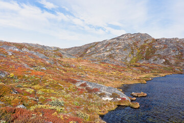 Hills and mountains on the Arctic Circle Trail which links Kangerlussuaq and Sisimiut, Greenland
