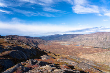 Hills and mountains on the Arctic Circle Trail which links Kangerlussuaq and Sisimiut, Greenland