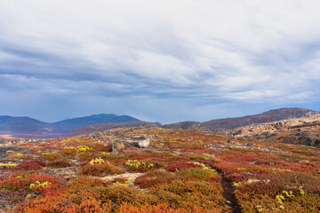 Hills and mountains on the Arctic Circle Trail which links Kangerlussuaq and Sisimiut, Greenland