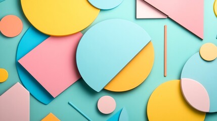 Colorful Overlapping Geometric Shapes in Pastel Tones for Creative Design Projects