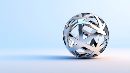 Metallic 3D Sphere Against Minimalist White Background