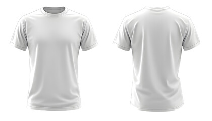 White t shirt front and back on transparent background