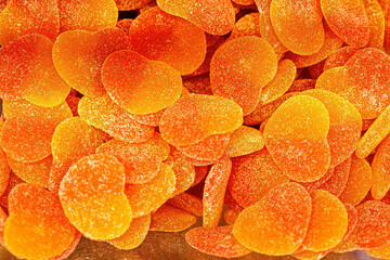 Assorted colorful gummy jelly candies. Top view. Jelly sweets.