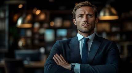 Entrepreneur Navigating Business Setbacks in Modern Office - Resilience, Frustration, Copy Space Concept