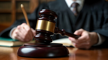 Judge's Gavel in Courtroom