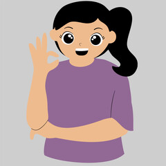 Cartoon Woman with okay finger