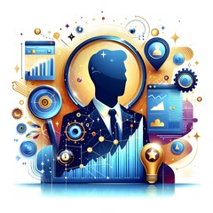 Flat Glossy Abstract Financial Planning Background with Charts and Graphs for Business Advertising