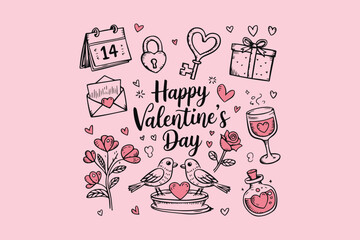 Celebrating Valentine's Day with Love Icons vector