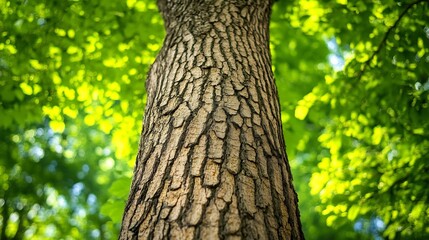 Obraz premium Textured Tree Trunk with Intricate Bark Patterns in a Natural Landscape