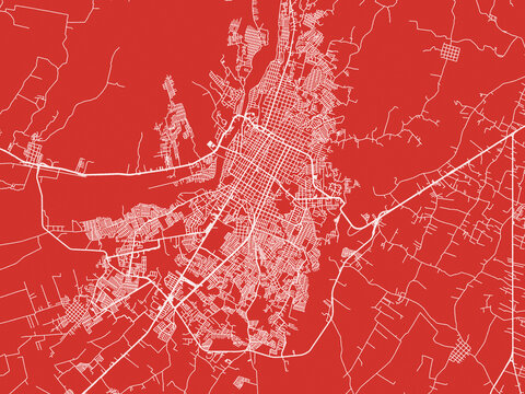 Christmas Map of Tapachula, Mexico in Snowy White on Festive Red Background.