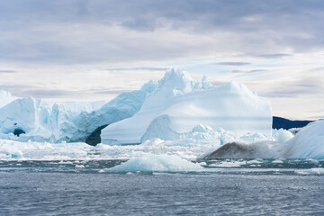 Aerial of the Ilulissat Icefjord, UNESCO World Heritage Site, Western Greenland, Denmark, Polar Regions © Milosz Maslanka