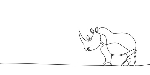 One line drawing of a rhinoceros. vector illustration