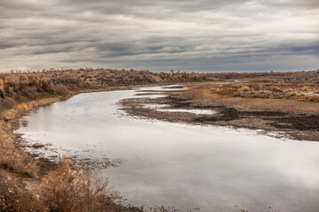 frozen lake in winter