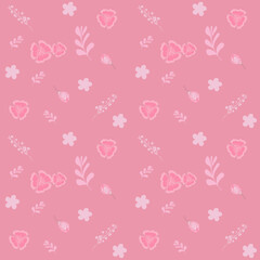 seamless pattern with pink flowers