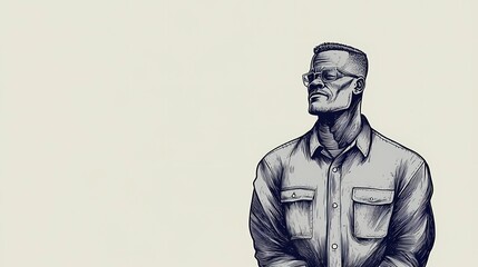 Obraz premium A rural resident depicted in a timeless and universal style, ideal for countryside-themed visuals and authentic storytelling