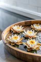 Fototapeta premium Tranquil Hydrotherapy Pool Close-Up with Lotus Flowers for Spa and Wellness Retreats