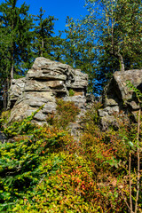 Hiking on the Hadriwa High Path in the Bavarian Forests Germany.