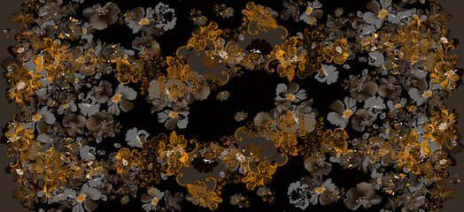 Abstract hand drawn seamless pattern with geometric and brush painted elements. brush textured colorful background. Modern poster, card, textile, wallpaper template, wrapping paper designs.
