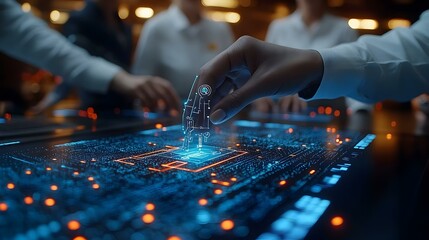 Business Team Integrating AI Technology for Green Supply Chain Management - Bokeh Digital Art Concept