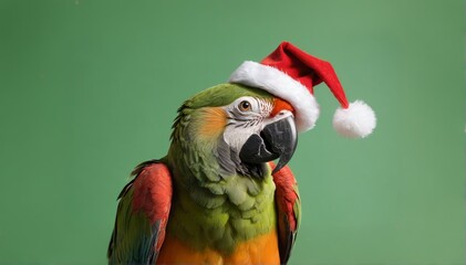 Fototapeta premium Photo of a parrot dressed up to welcome Christmas