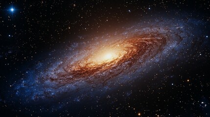 Naklejka premium The Milky Way Galaxy, viewed edge-on, showcasing its spiral arms and central bulge