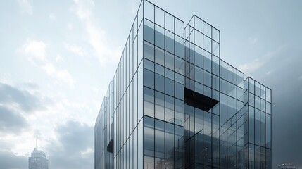 Obraz premium A high-rise building with glass curtain walls
