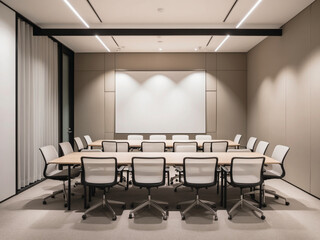A well-organized meeting room designed for productivity, featuring modern furniture