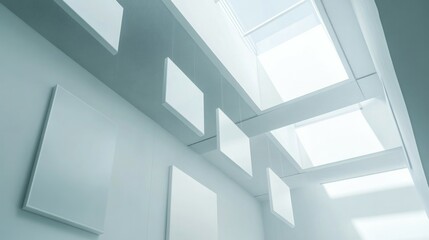 Art gallery of BLANK White art frames hanging from the ceiling