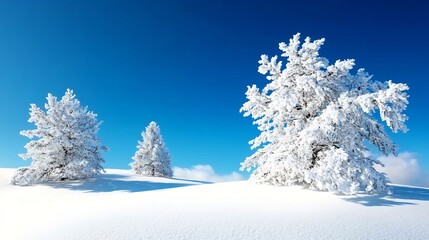 Serene Snow-Covered Winter Landscape with Calm Evergreen Trees in Picturesque Wonderland