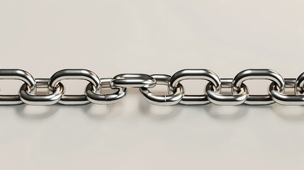 Obraz premium A close-up view of a metallic chain link, showcasing its shiny surface and interlocking design.