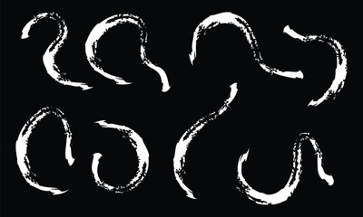Obraz premium Squiggles with circles seamless pattern. Brush drawn bold curved lines, waves and swirls. Abstract geometric background with organic bold lines. Creative childish scribble backdrop,&nbsp;doodles.