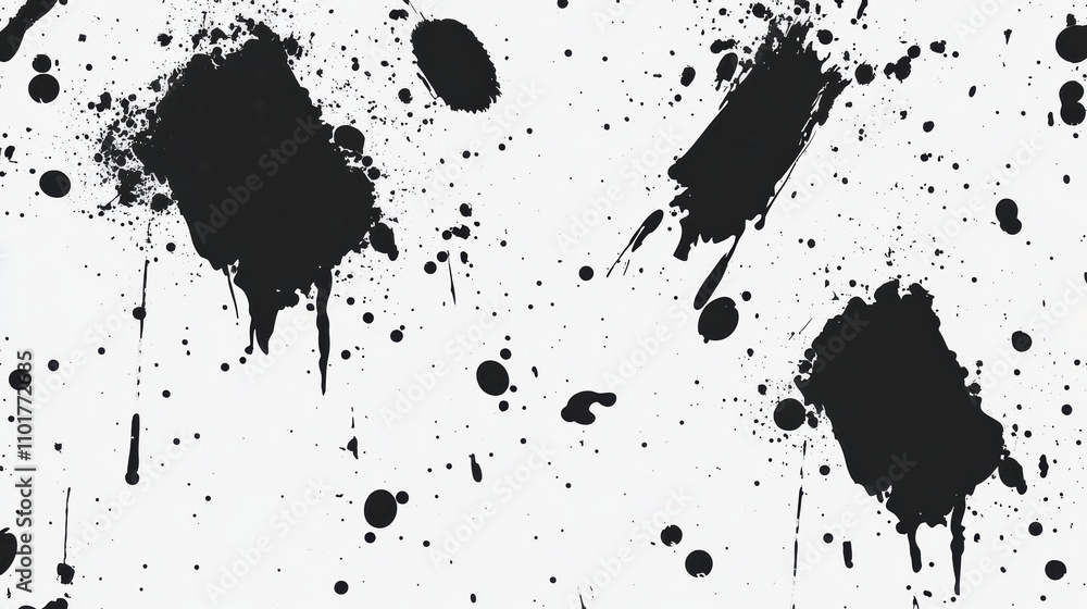 Poster dynamic black paint splatter design for creative backgrounds and artistic projects. generative ai