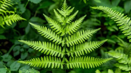 Vibrant and Lush Green Fern Leaf with Natural Beauty and Intricate Details