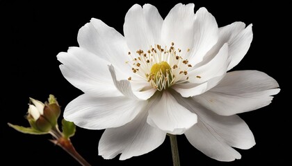Elegant White Flower Isolated on Transparent Background, Perfect for Cutout Designs, Creative Projects, Digital Artworks, Nature-Themed Graphics, or Floral-Themed Web Design Elements