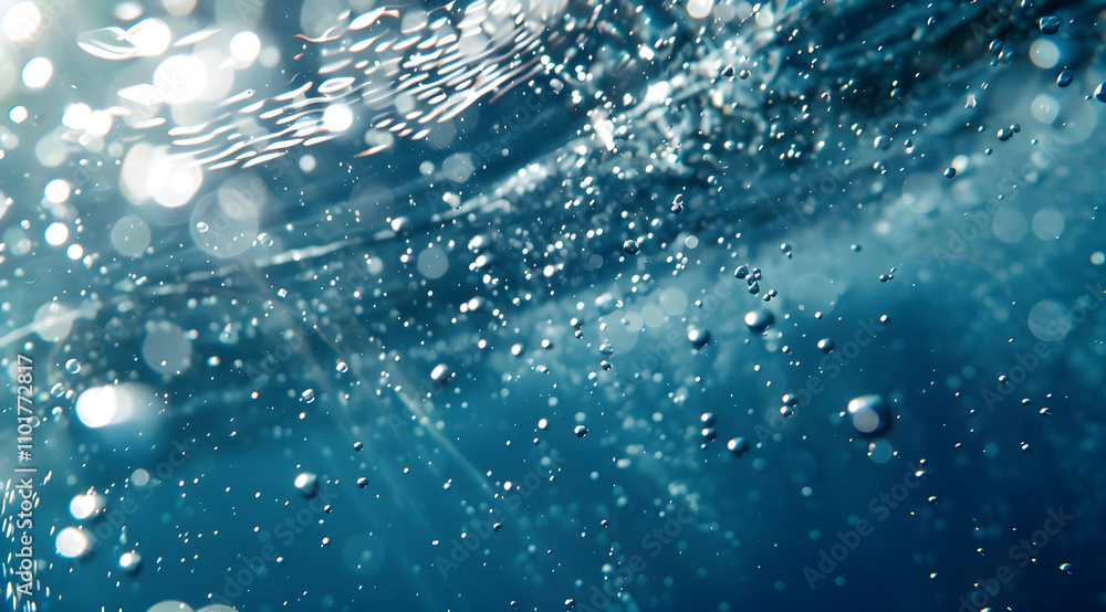 Aufkleber underwater scene with bubbles and light reflections creating a serene atmosphere.